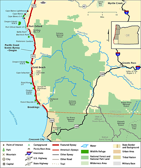 map of south oregon Byway Map For Southern Oregon Coast map of south oregon